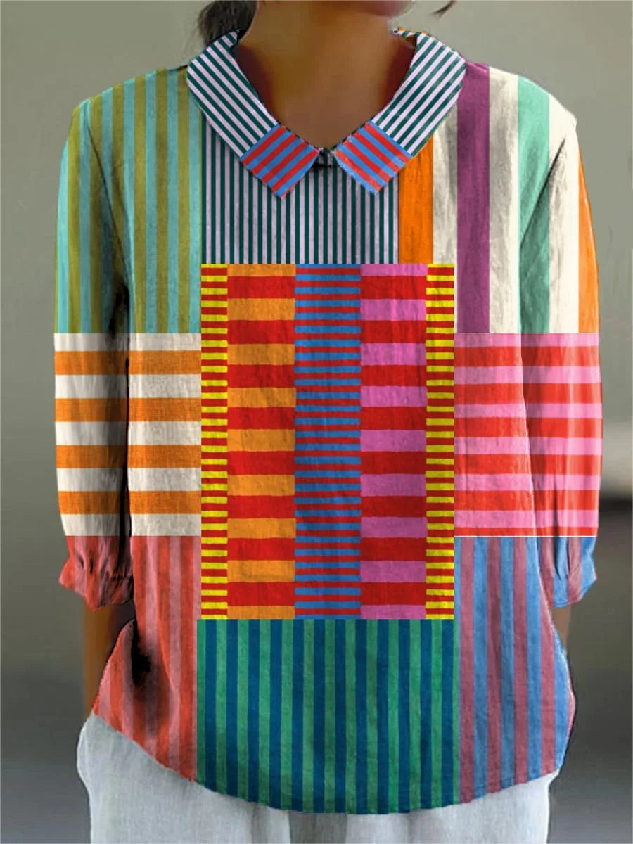 Layla | Vibrant Patchwork 3/4 Sleeve Blouse