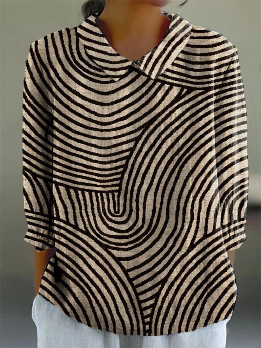 Women's Abstract Line Pattern Art Print Casual Cotton