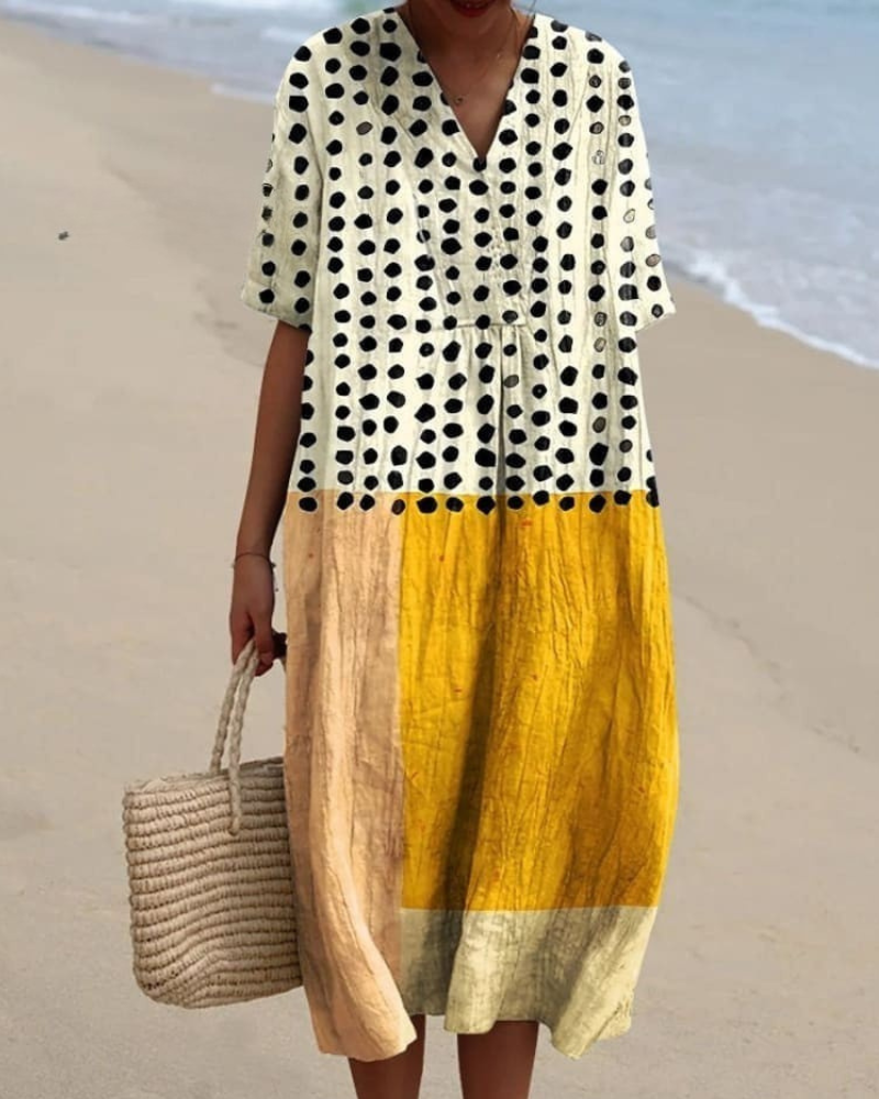 Azélie | Polka Dot & Colour Block Dress