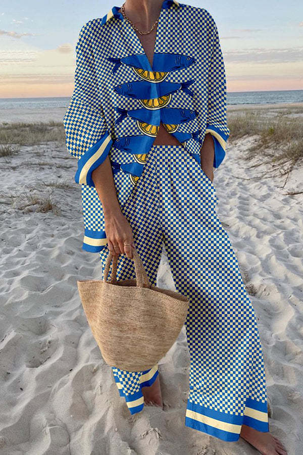 Trivela™ | Linen set with sardine and lemon print