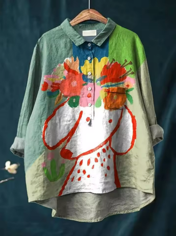 Sofia | Blouse with floral and dog print