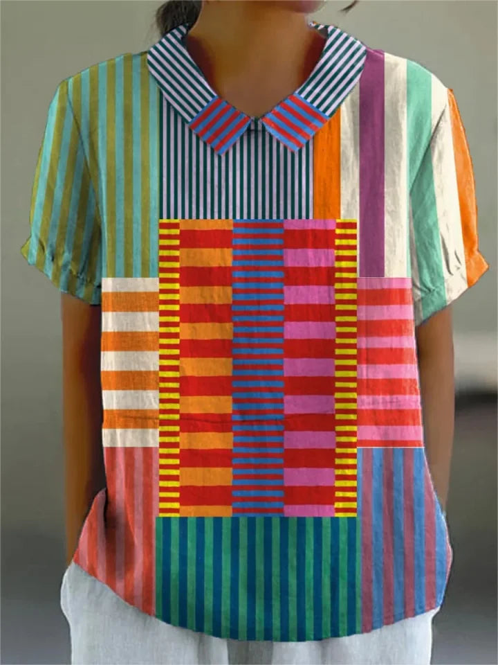 Eliza | Vibrant Patchwork Blouse for Effortless Style