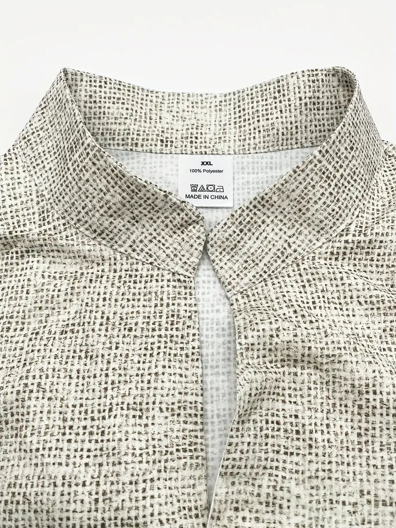MEN'S | CASUAL MANDARIN COLLAR SHIRT WITH 3D TRIBAL TOTEM PRINT