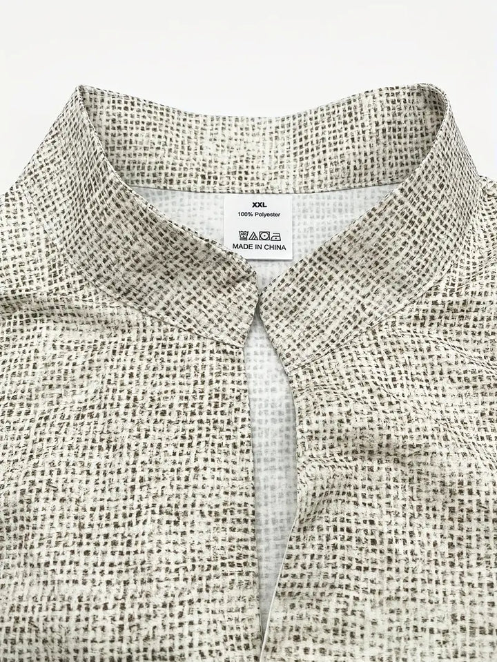 MEN'S | CASUAL MANDARIN COLLAR SHIRT WITH 3D TRIBAL TOTEM PRINT