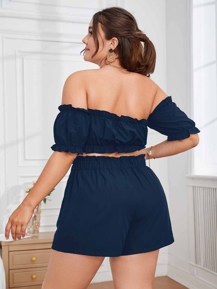 Women’s Ruffle Bardot Blouse & Short Set