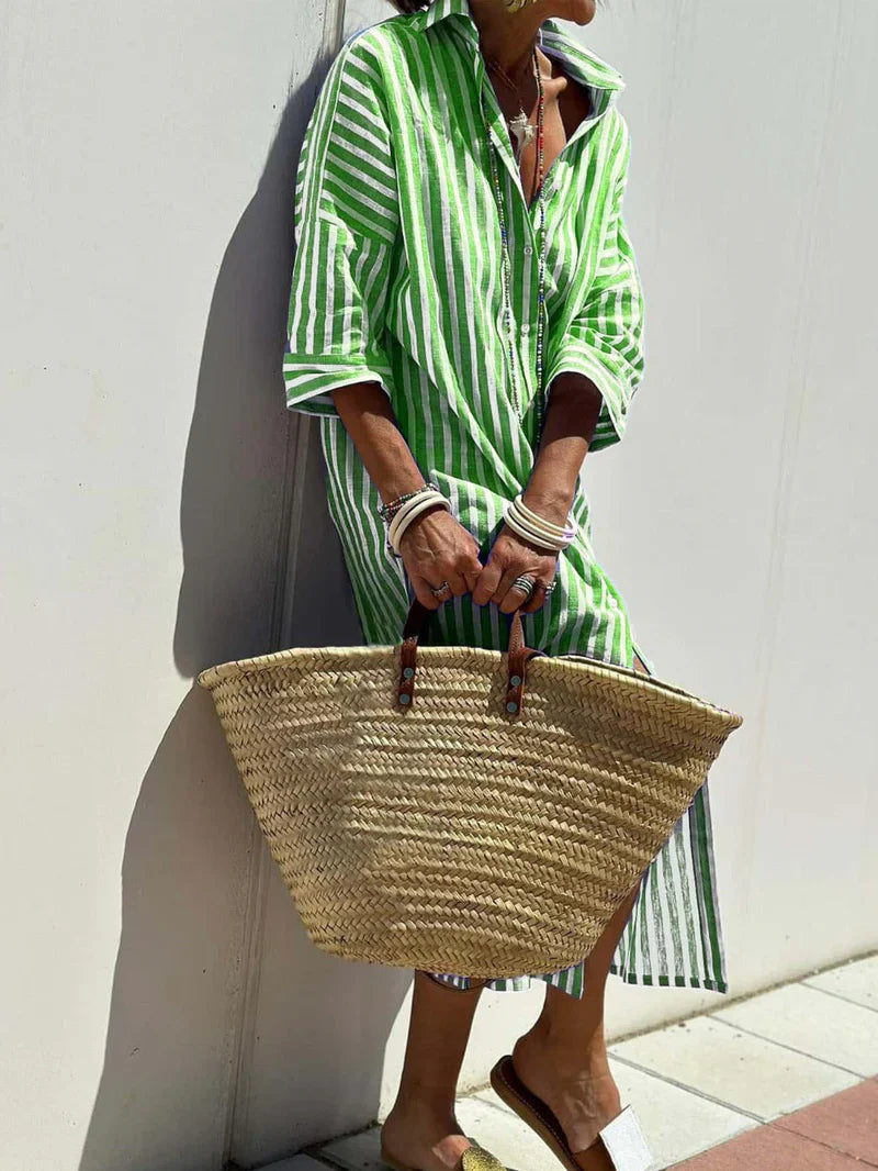 Éliane | Striped dress with collar
