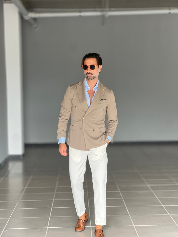 Mud-coloured jacket with honeycomb detailing