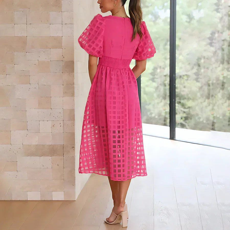 Cindy | Classic midi dress with puff sleeves