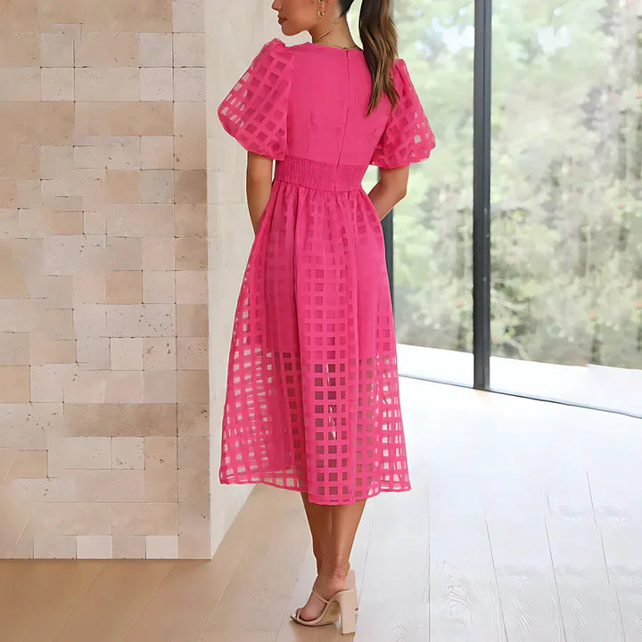 Cindy | Classic midi dress with puff sleeves