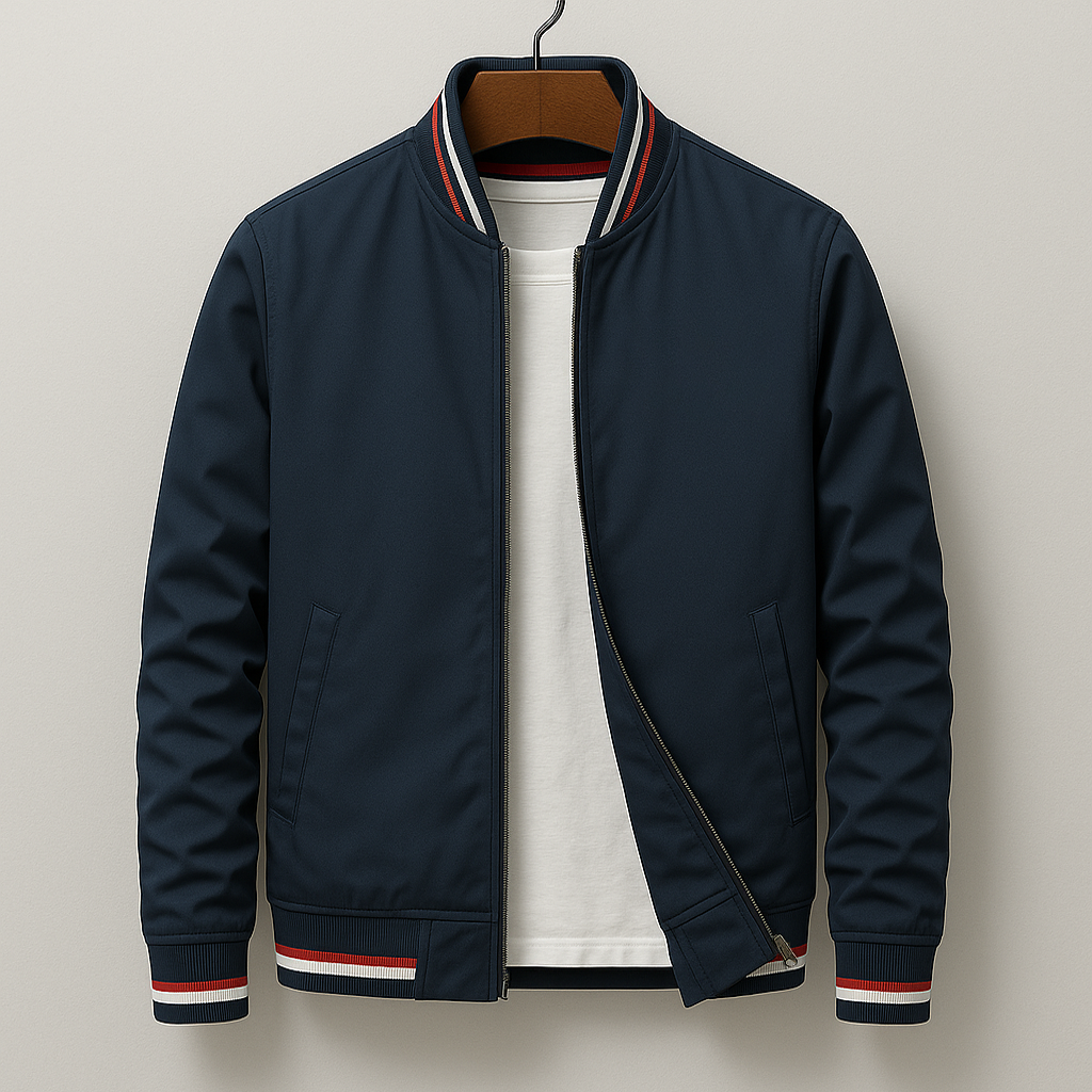 Chez Monsieur | Elegant Striped Bomber Jacket