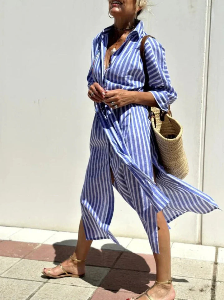 Éliane | Striped dress with collar