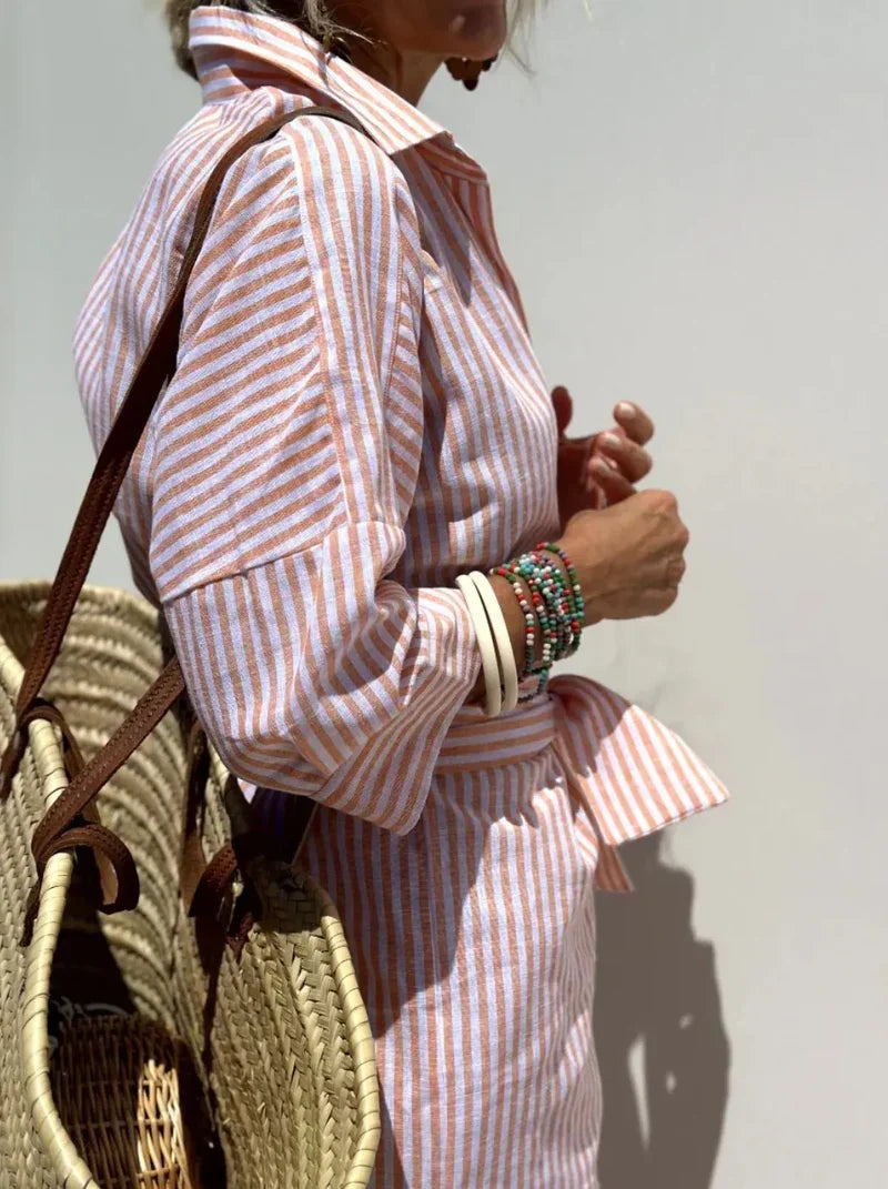 Éliane | Striped dress with collar