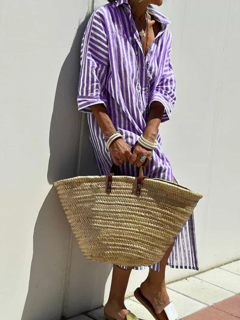 Éliane | Striped dress with collar