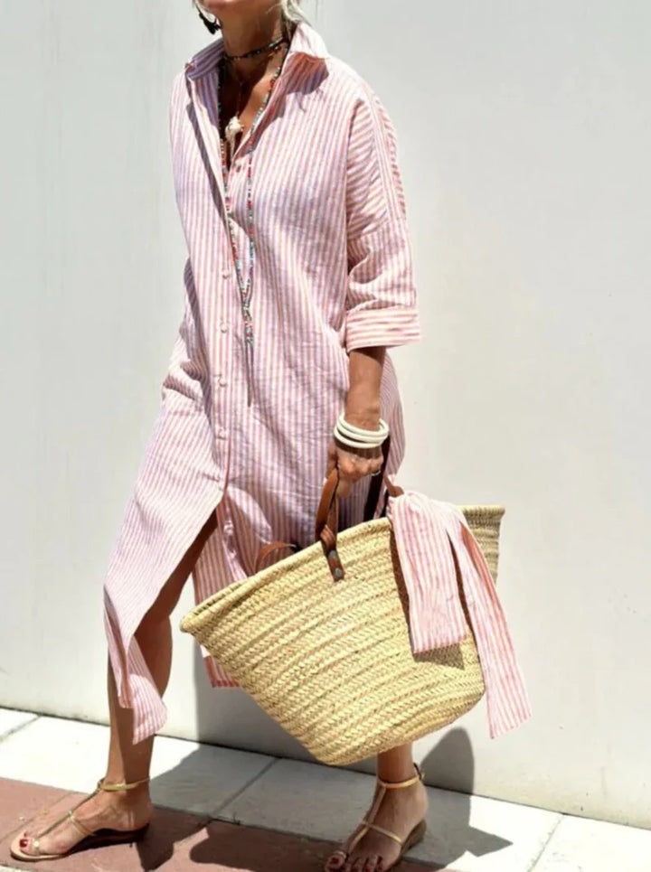 Éliane | Striped dress with collar