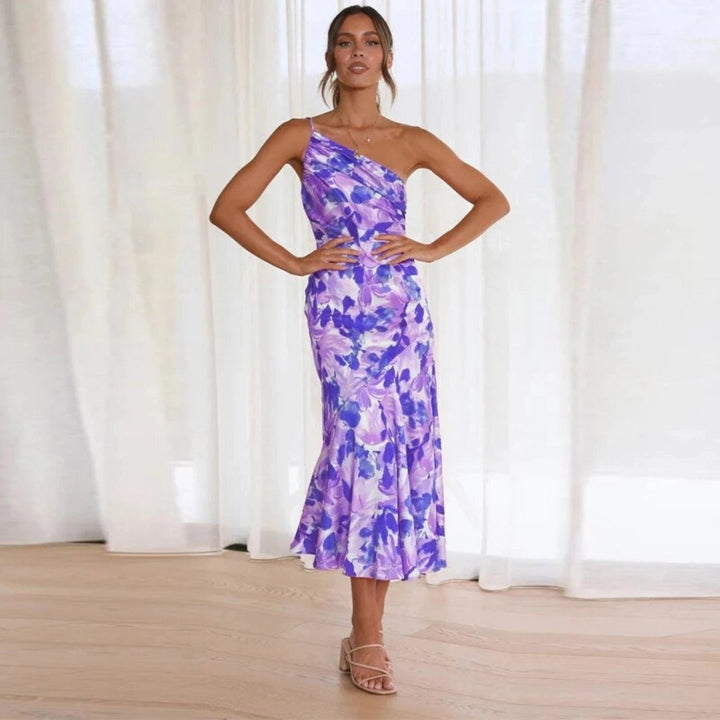 Sienna - Asymmetric floral maxi dress for women