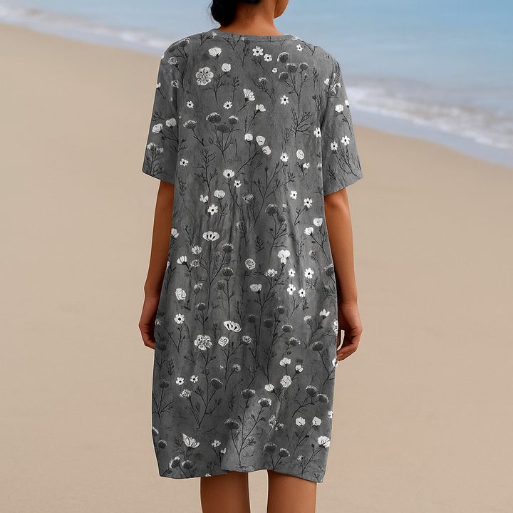 NOÉMIE | Grey dress with white flowers