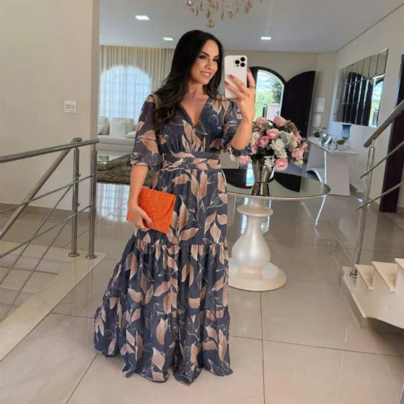 Camille | Long floral dress with comfortable fit for elegant days