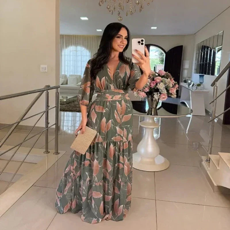 Camille | Long floral dress with comfortable fit for elegant days