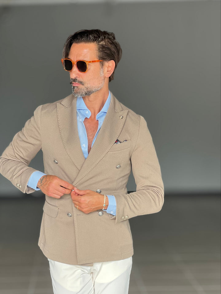 Mud-coloured jacket with honeycomb detailing