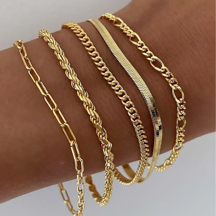 Mia | Bracelet Set - 5 Piece Chain Collection