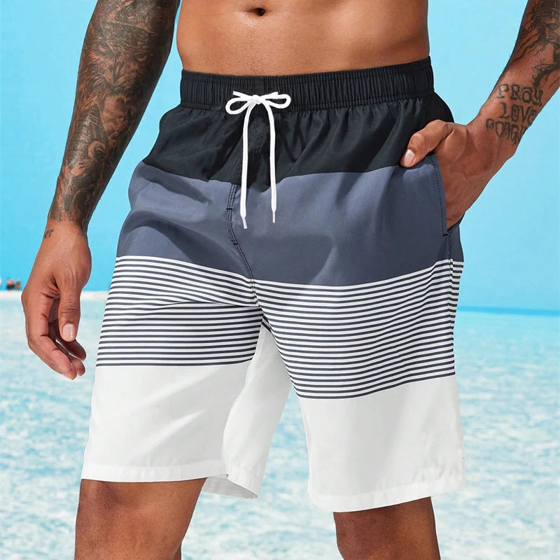 Jack | Men's Striped Quick-Dry Beach Shorts with Elastic Waistband