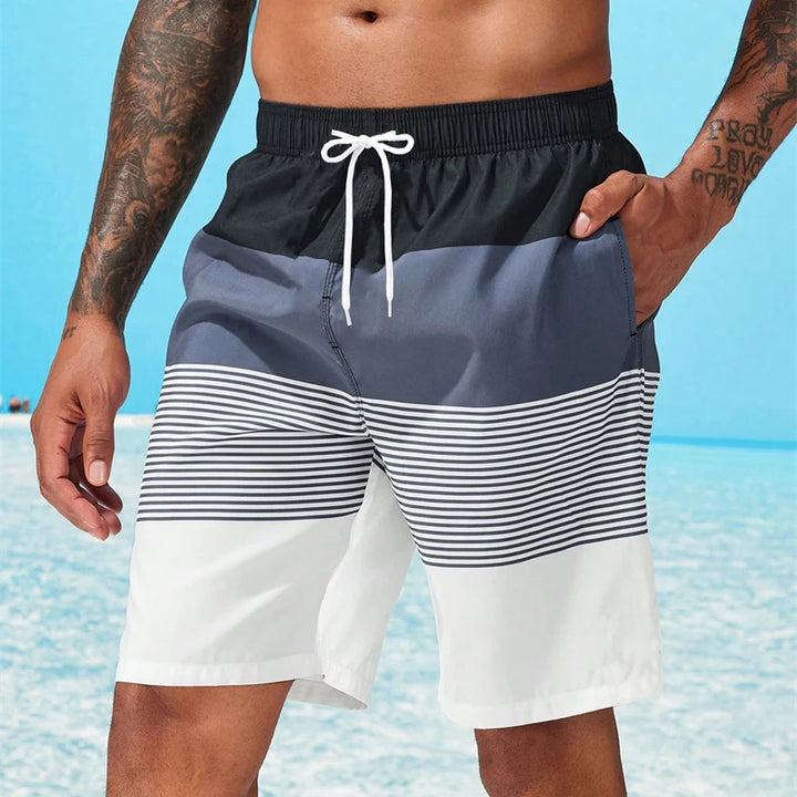 Jack | Men's Striped Quick-Dry Beach Shorts with Elastic Waistband