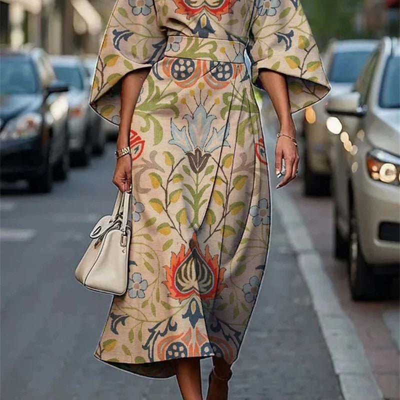 Optical Stripe Fit-and-Flare Midi Dress for Women