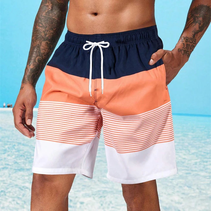 Jack | Men's Striped Quick-Dry Beach Shorts with Elastic Waistband