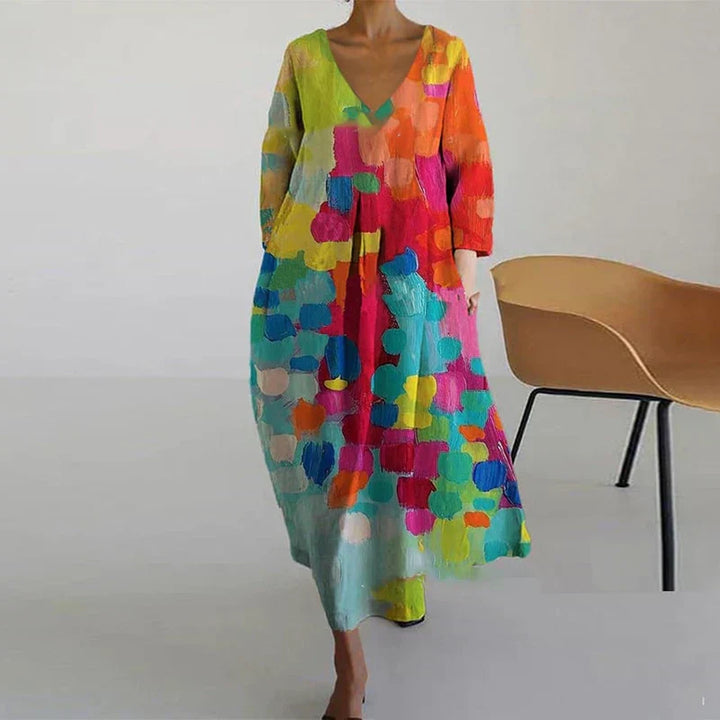 Leticia - Colourful V-neck Dress