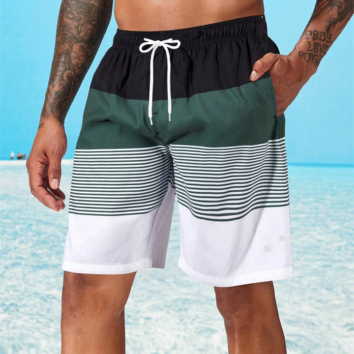 Jack | Men's Striped Quick-Dry Beach Shorts with Elastic Waistband