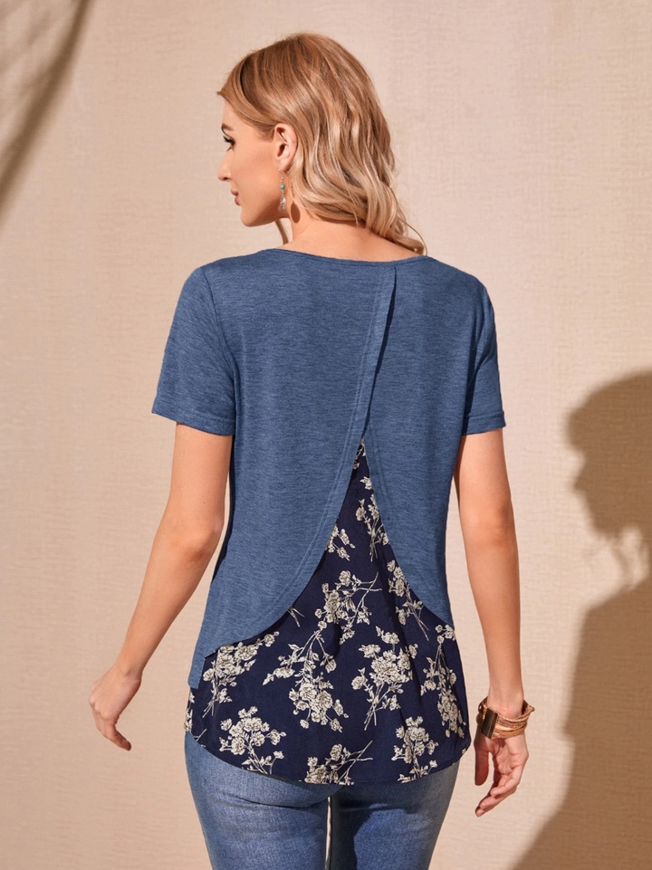 Eery Rose Women’s Floral Print Layered T-Shirt