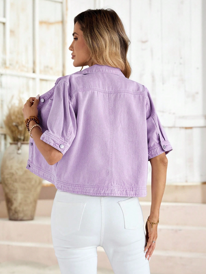 Emery Rose women’s light purple denim top