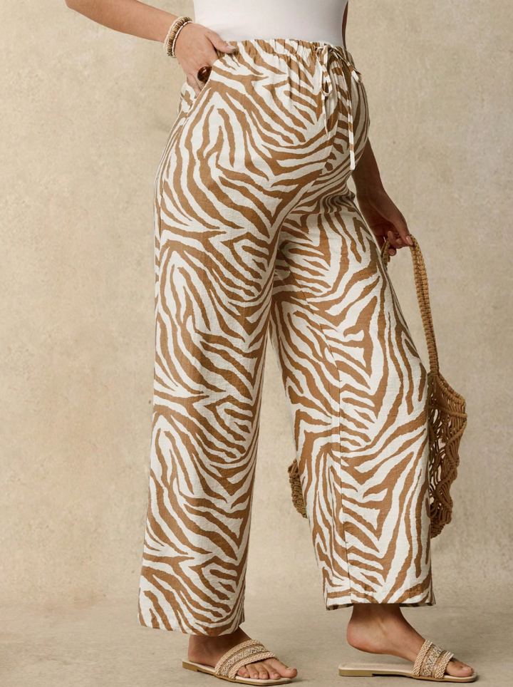 Zebra Print Maternity Wide Leg Pants