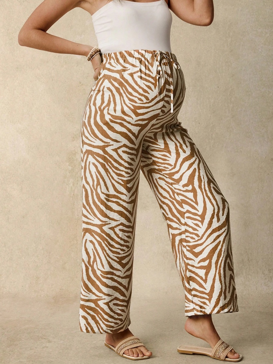 Zebra Print Maternity Wide Leg Pants