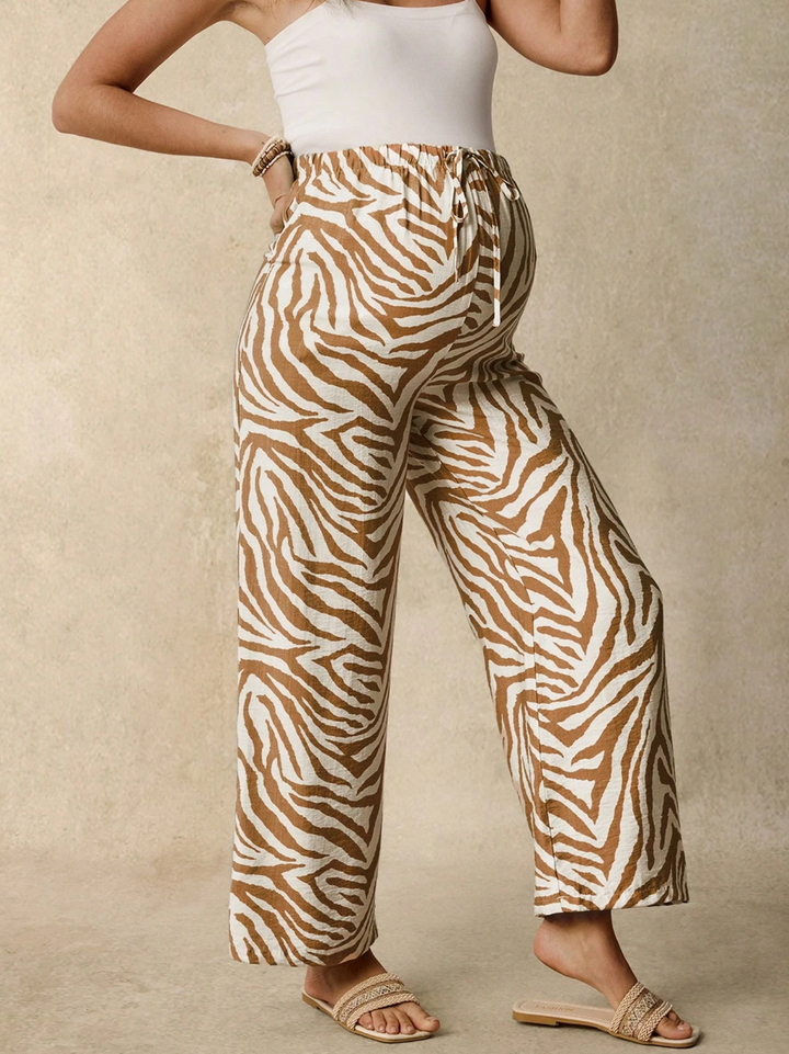 Zebra Print Maternity Wide Leg Pants