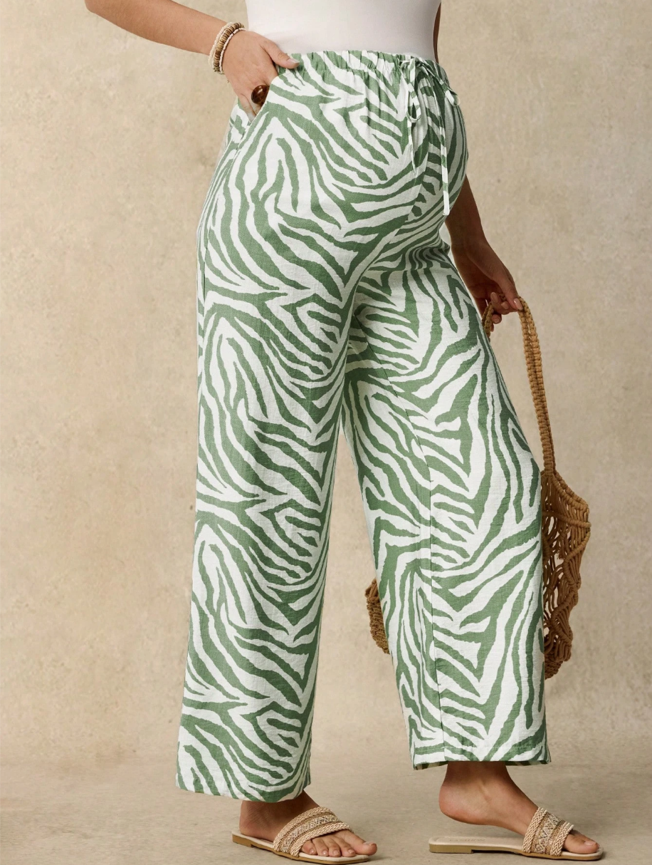 Zebra Print Maternity Wide Leg Pants