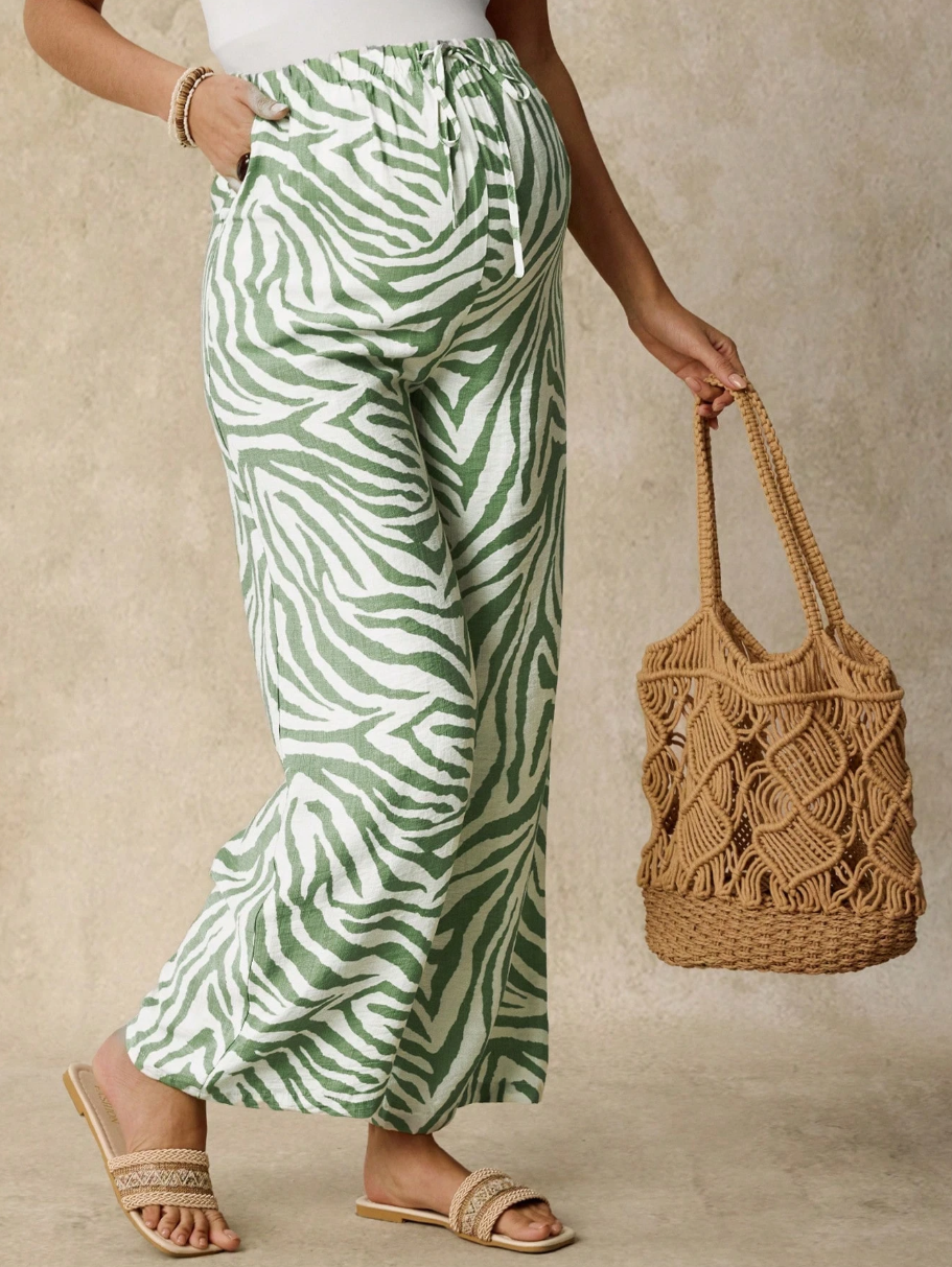 Zebra Print Maternity Wide Leg Pants
