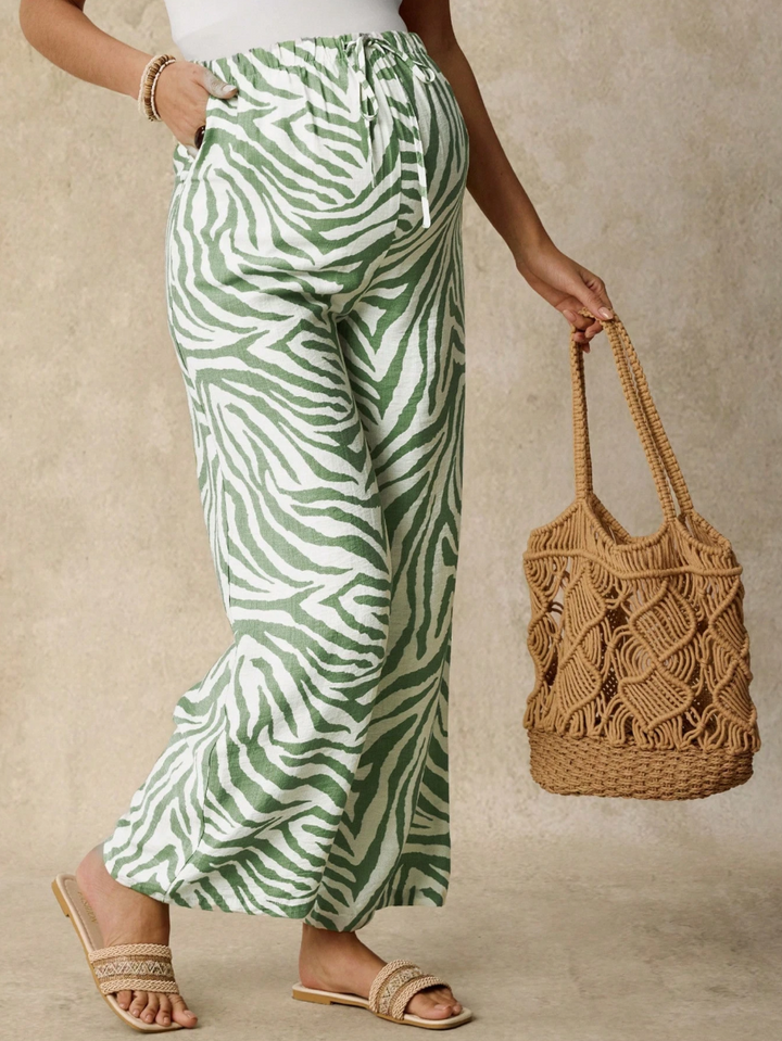 Zebra Print Maternity Wide Leg Pants