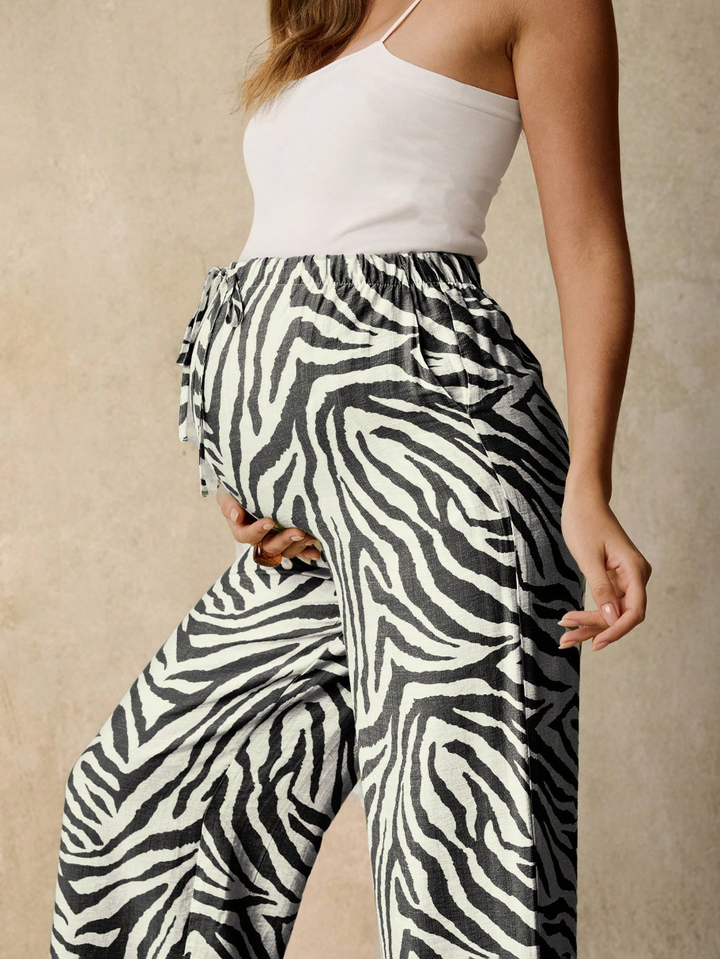 Zebra Print Maternity Wide Leg Pants