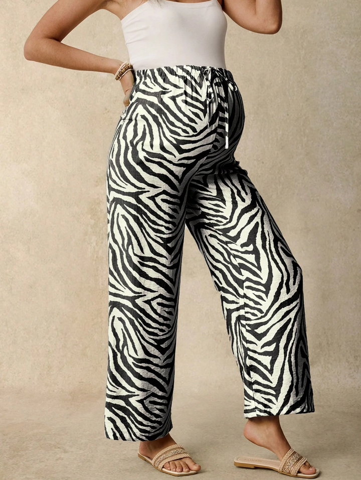 Zebra Print Maternity Wide Leg Pants