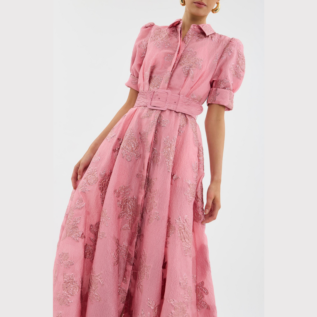 Beatrice | Pink dress with puff sleeves
