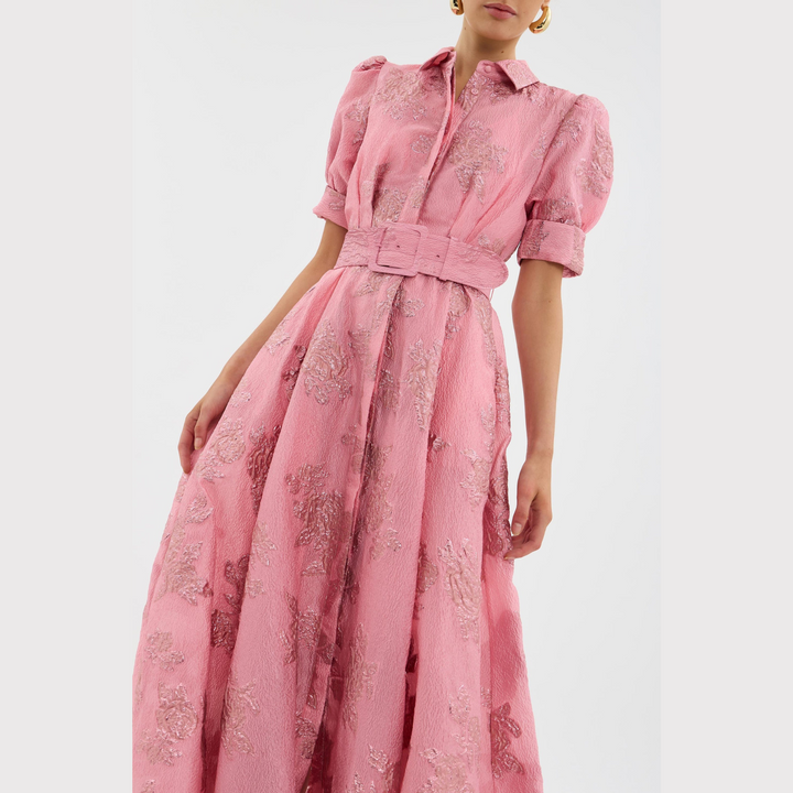 Beatrice | Pink dress with puff sleeves
