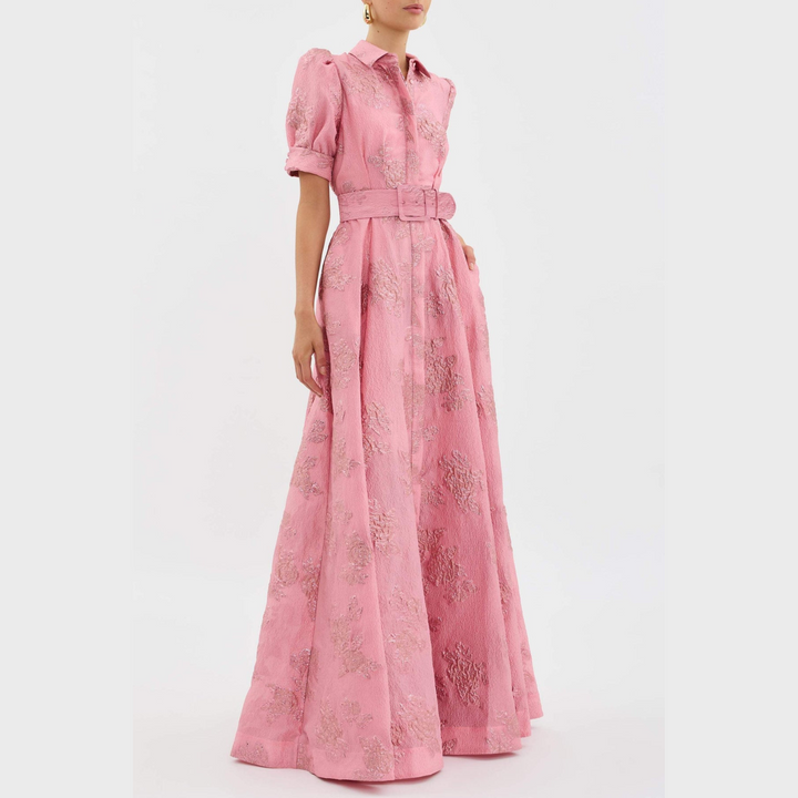 Beatrice | Pink dress with puff sleeves