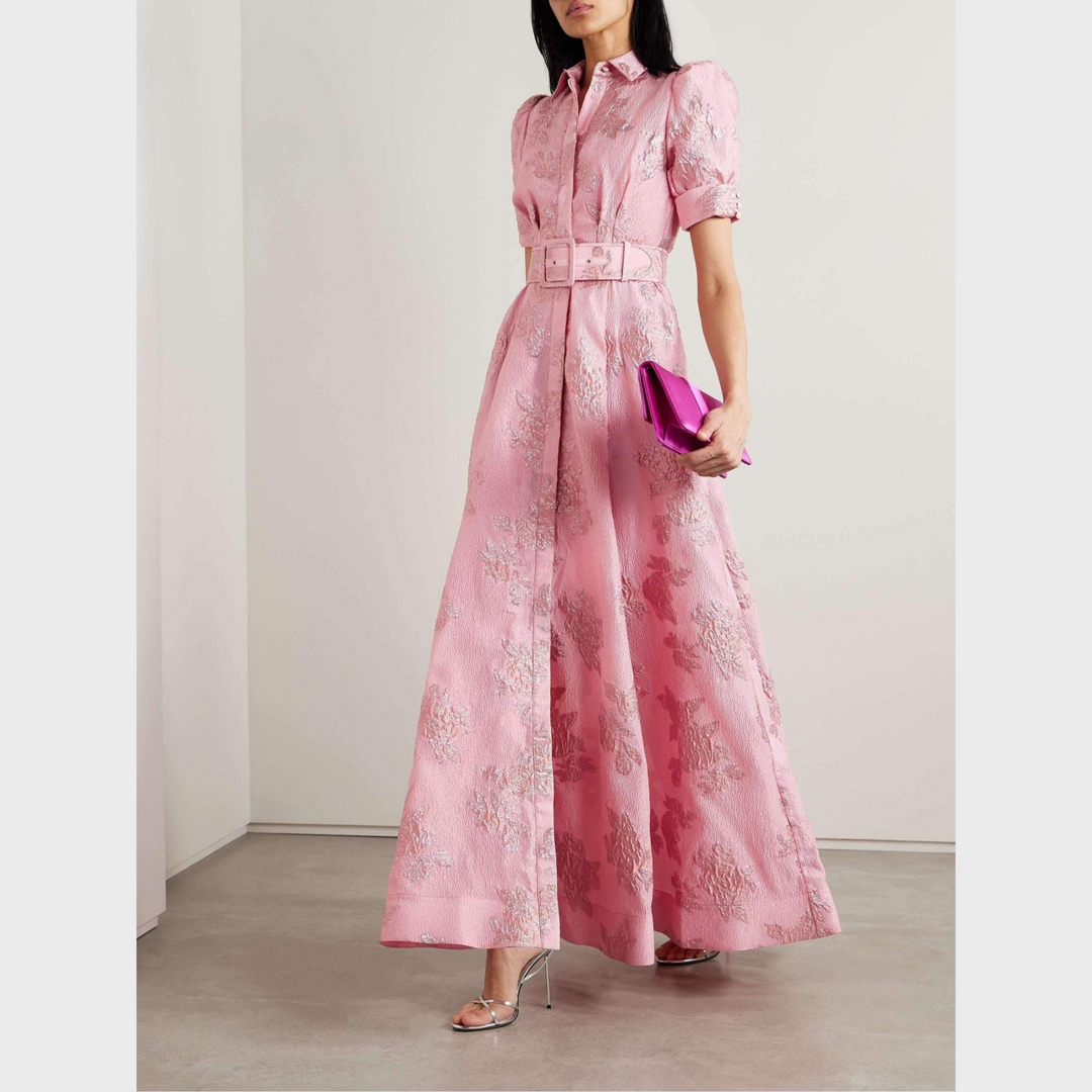 Beatrice | Pink dress with puff sleeves