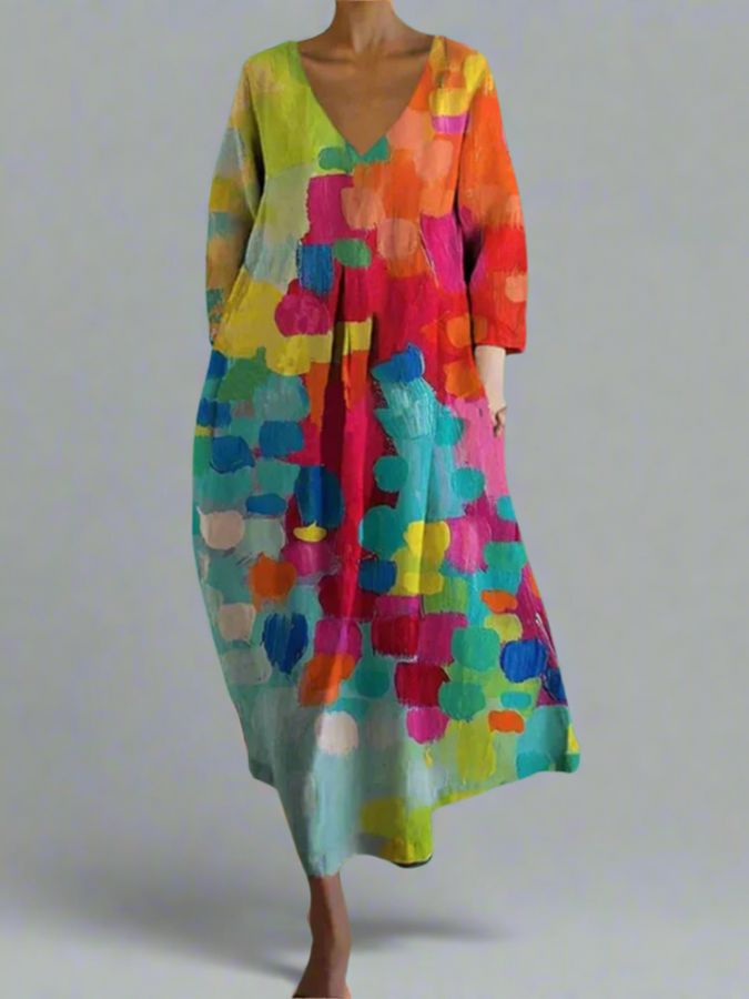Leticia - Colourful V-neck Dress