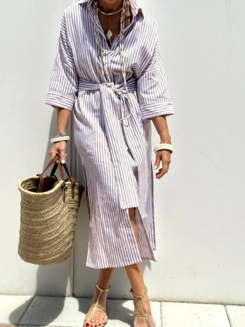 Éliane | Striped dress with collar